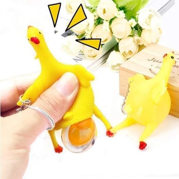 Mini Chicken Keyring Keychain Rubber Squeeze Toy Pendant for Bag Car Party Gift - Picture 5 of 6